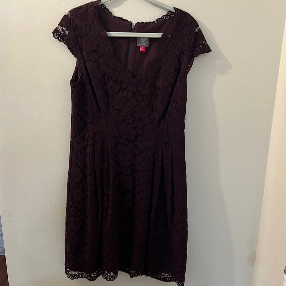 Vince Camuto A-line Mini Dress with Lace Cap Sleeves